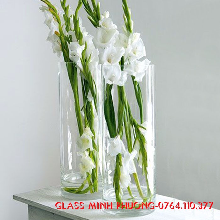 Bình bông thủy tinh trang trí D10x30, Bình cắm hoa thủy tinh trụ, lọ hoa hình trụ, trụ đổ đèn cầy, ống trụ tròn