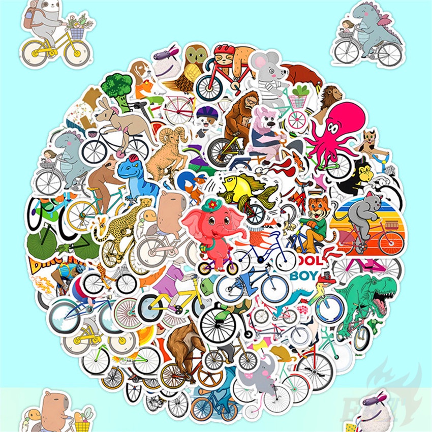 ❉ Miếng Dán Trang Trí Xe Đạp Series 01 Hình Động Vật Vui Nhộn ❉ Bộ 60 Sticker Chống Thấm Nước Họa Tiết Doodle Hợp Thời Trang