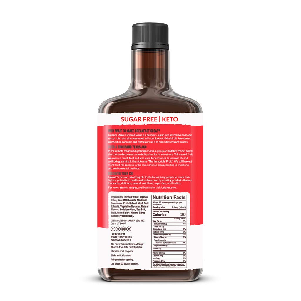 Syrup lá phong không đường Lakanto Maple syrup with monkfruit 384ml