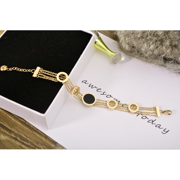 Lắc tay nữ titan chuỗi mặt tròn số la mã siêu đẹp, bền màu, hợp thời trang