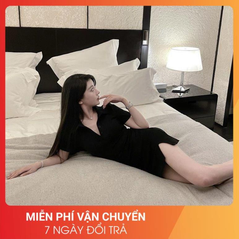 Váy Polo Xẻ Tà 24APRIL Nữ [FREESHIP] 🌸 Đầm thun có cổ dáng suông ôm cộc tay màu pastel đẹp cá tính Ulzzang 🌸 | BigBuy360 - bigbuy360.vn