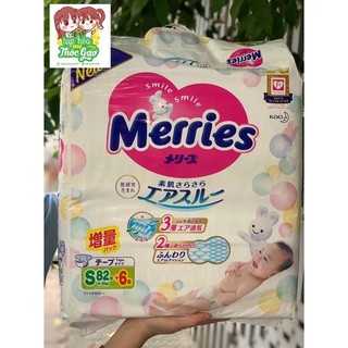 Bỉm merries dán size s 82+6 m64+4 m64miếng