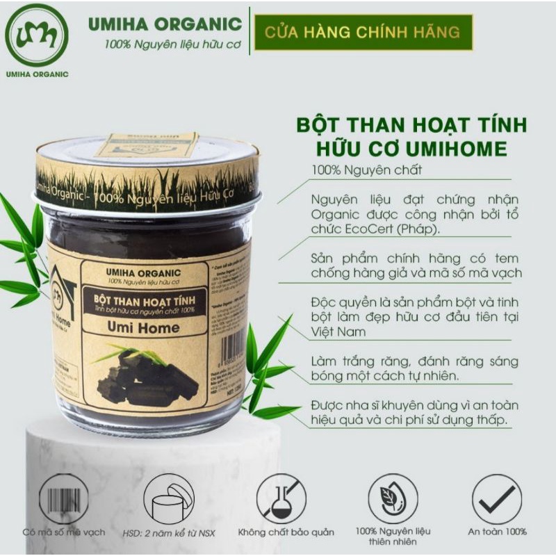 Than hoạt tính trắng răng hữu cơ UMIHOME