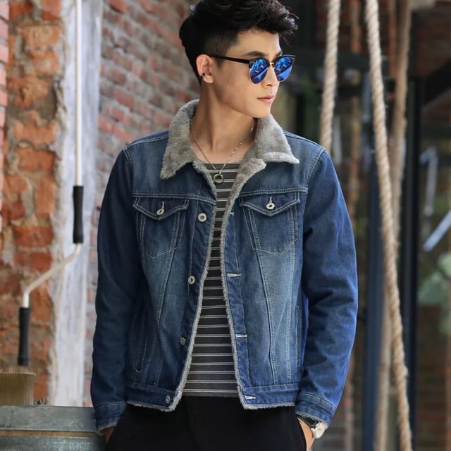 Áo khoác bò lót lông nam(kèm ảnh thật)sẵn màu ảnh size M