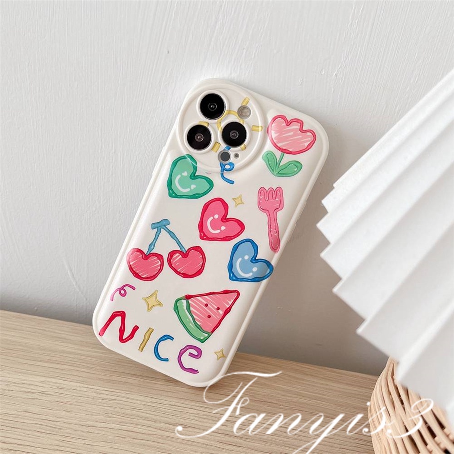 Ốp Điện Thoại TPU Mềm Đệm Khí In Hình Trái Tim Hoạt Hình Cho iPhone 14 13 12 11 Pro Max X XR Xs Max 8 7 6 6s Plus SE 2020
