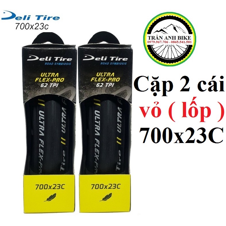 Cặp 2 cái vỏ lốp gấp xe đạp Deli Tire ULTRA FLEX-PRO 700x23c