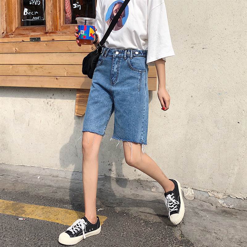 Quần short jeans lưng cao ống rộng thời trang cá tính | BigBuy360 - bigbuy360.vn