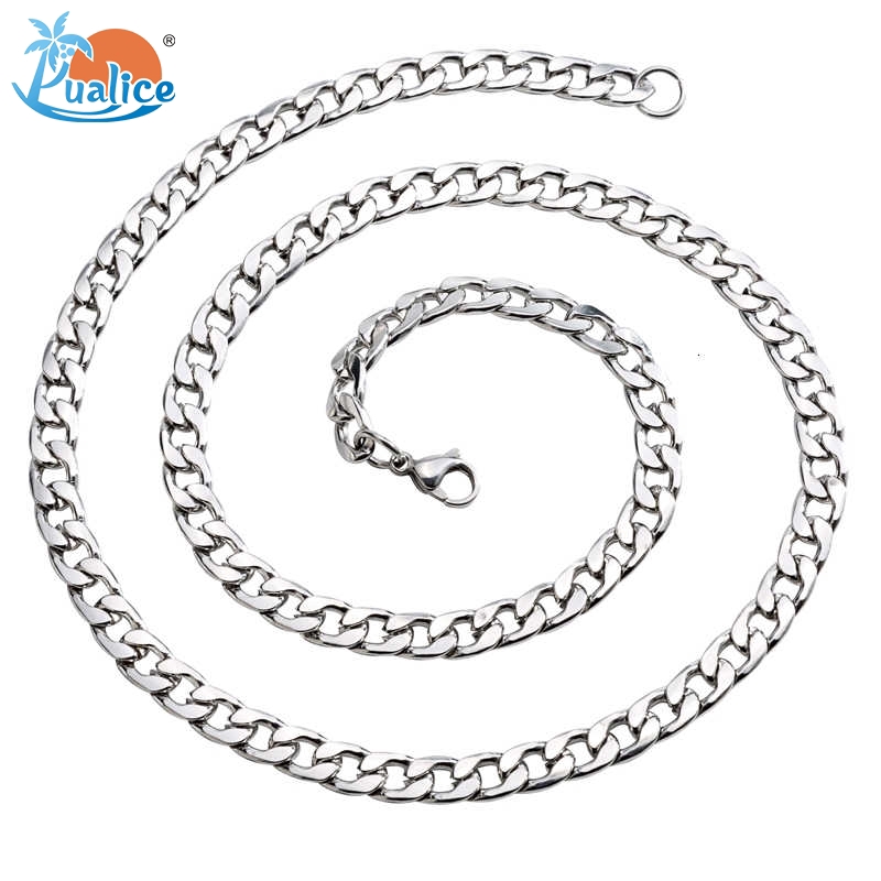 Simple fashion stainless steel chain men and women necklace titanium steel trend hiphop street hip hop necklace
