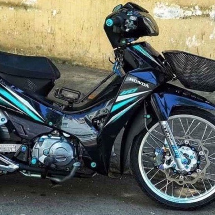 Tem Rời Honda Wave Blade 110 Dán Xe Đen Phối Xanh Ngọc