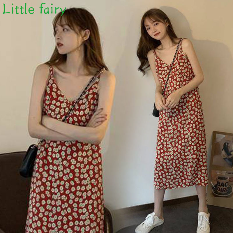 🌈Little fairy🌸2021 Pháp khí chất trang phục treo lơ lửng váy hoa cổ điển dài giữa váy hoa Sen hệ thống siêu cổ tích váy bánh nhỏ