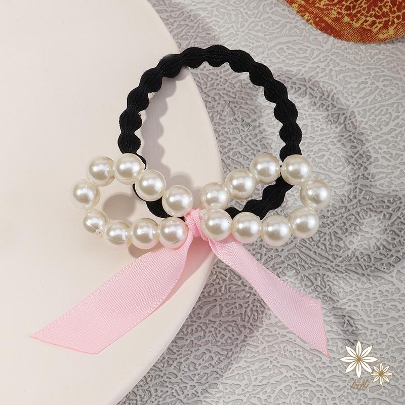 【Kifli.vn】Dây Buộc Tóc Cao Su Co Giãn Thắt Nơ Đính Ngọc Trai Ngọt Ngào Cho Nữ