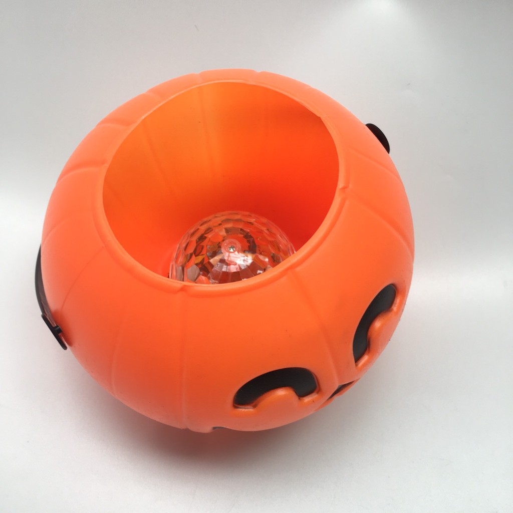 Đèn bí ngô Halloween hở miệng có đèn nhạc đường kính 16cm - Đền lồng Halloween