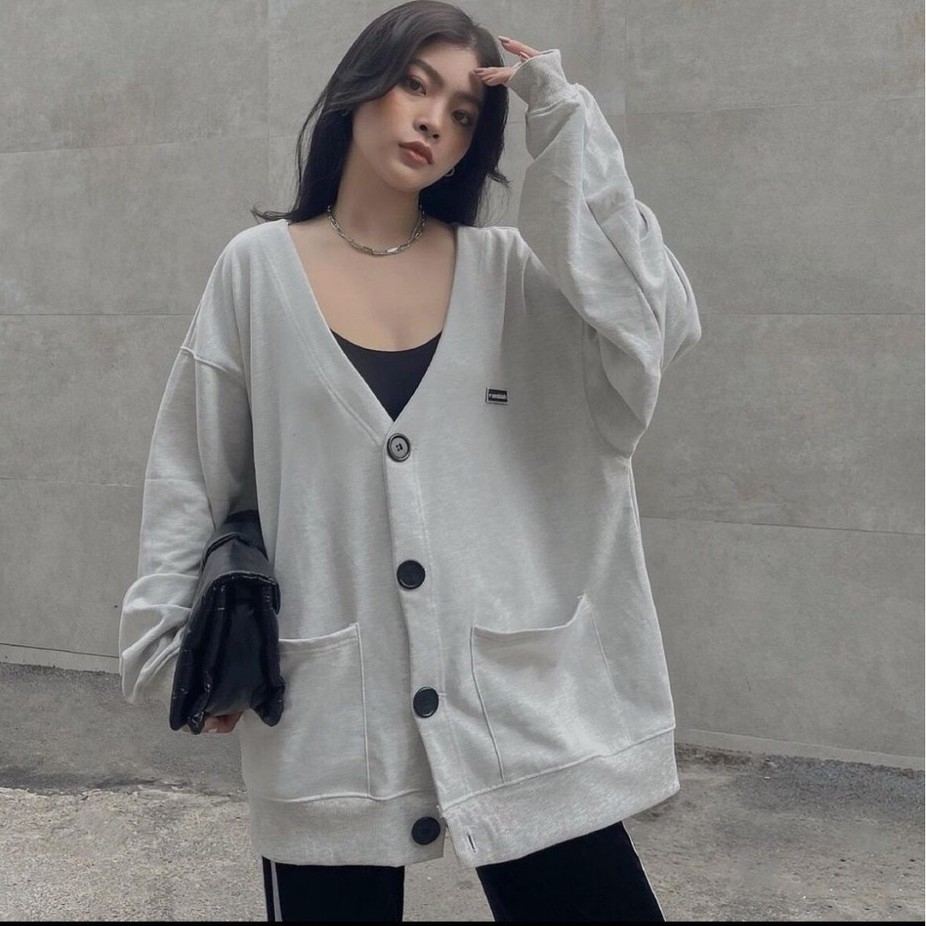 Áo Khoác Nỉ Cardigan Chữ Logo Form Rộng Tay Bồng Ulzzang Chất Nỉ ngoại Mềm Mịn, Không Xù Godo AK02 | WebRaoVat - webraovat.net.vn