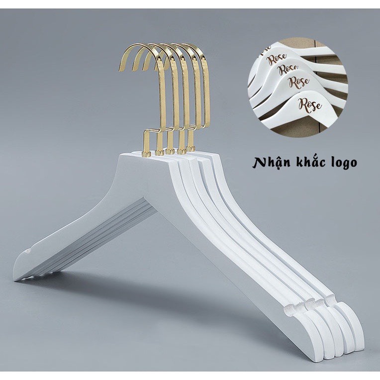 Móc gỗ trắng vai trơn 44cm đầu móc dẹp (1 móc)