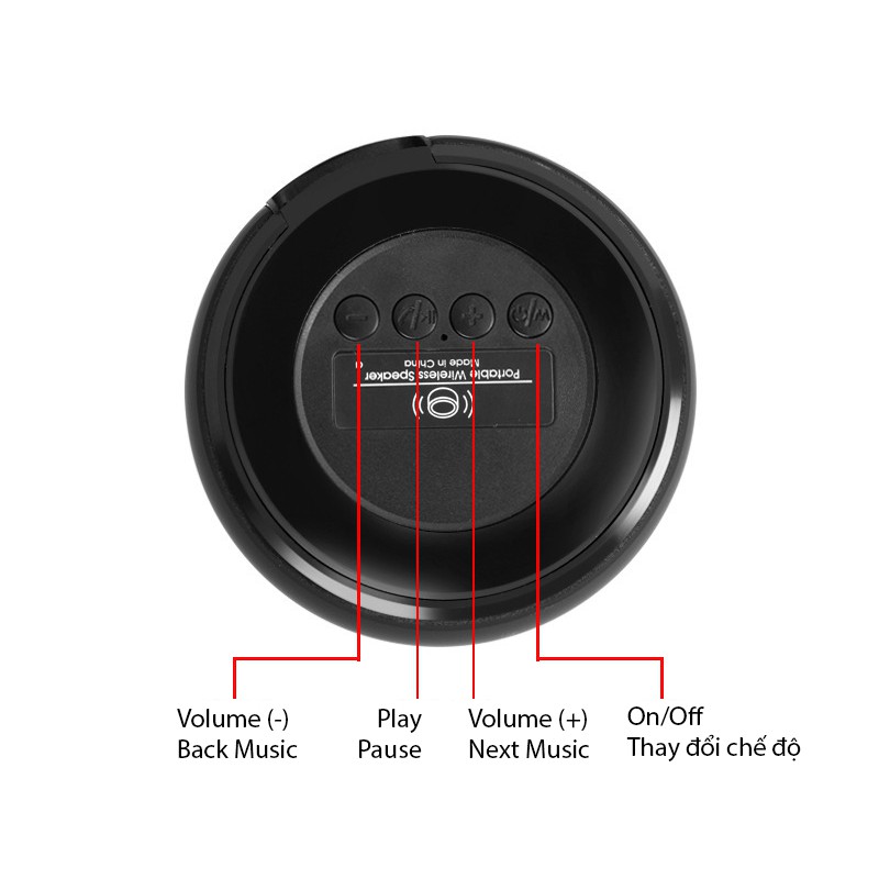 Loa Bluetooth Vỏ Thép Âm Bass mạnh mẽ, Công Suất 5W, Có Cáp Liên Kết, Cắm Được Thẻ Nhớ, Có Móc treo tiện dụng