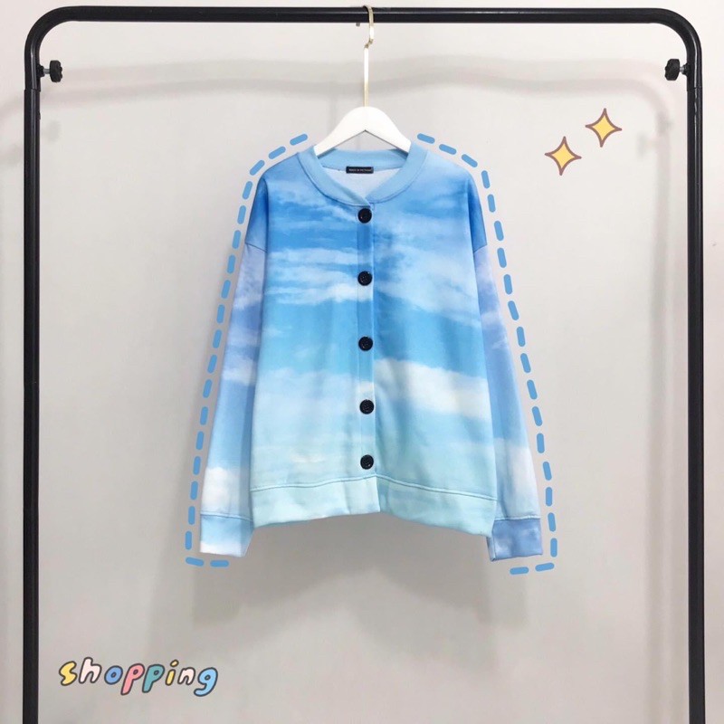 Áo Cardigan Loang 3D Đám Mây Ảnh Thật