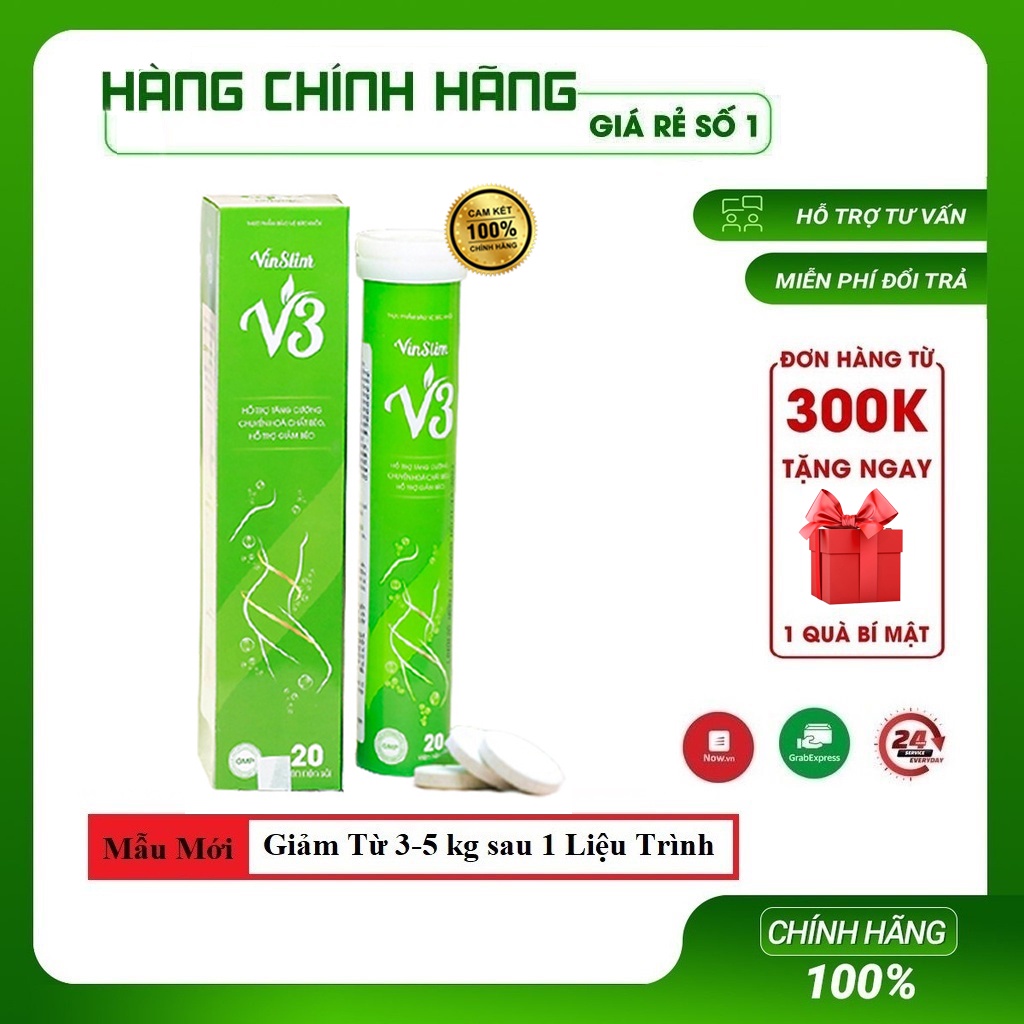 Viên sủi giảm cân vinslim v3 chính hãng hộp 20 viên - ảnh sản phẩm 1