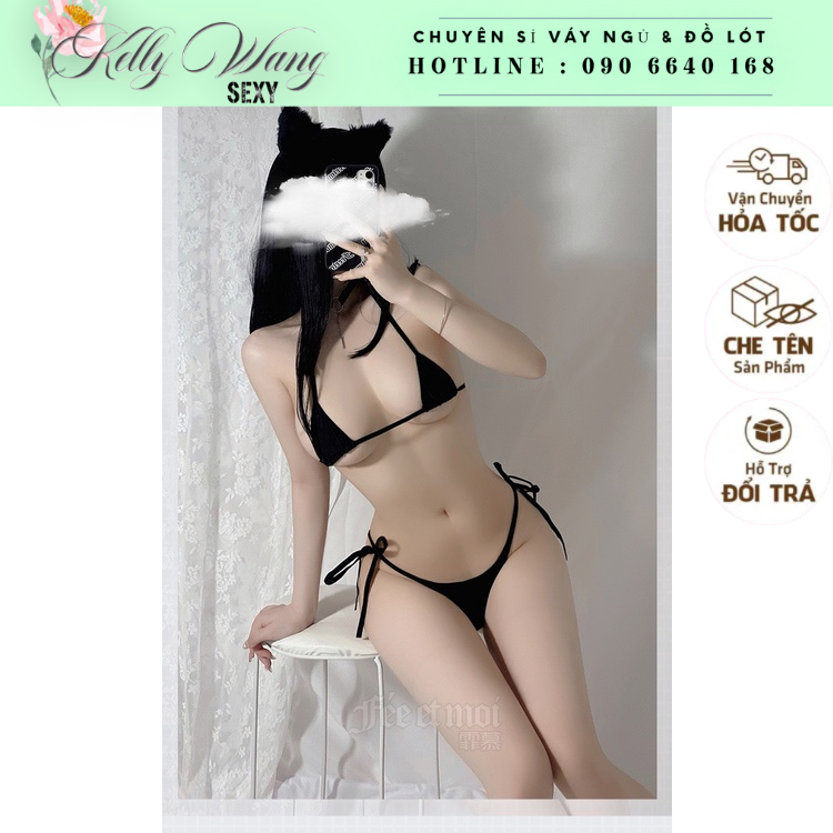 BK029 Bộ đồ lót lọt khe bikini hai mảnh bốc lửa vải lụa mềm - KELLY WANG