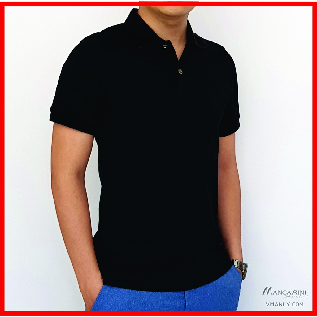 Áo Thun Nam Cổ Bẻ Ngắn Tay Dáng Ôm (Đen)