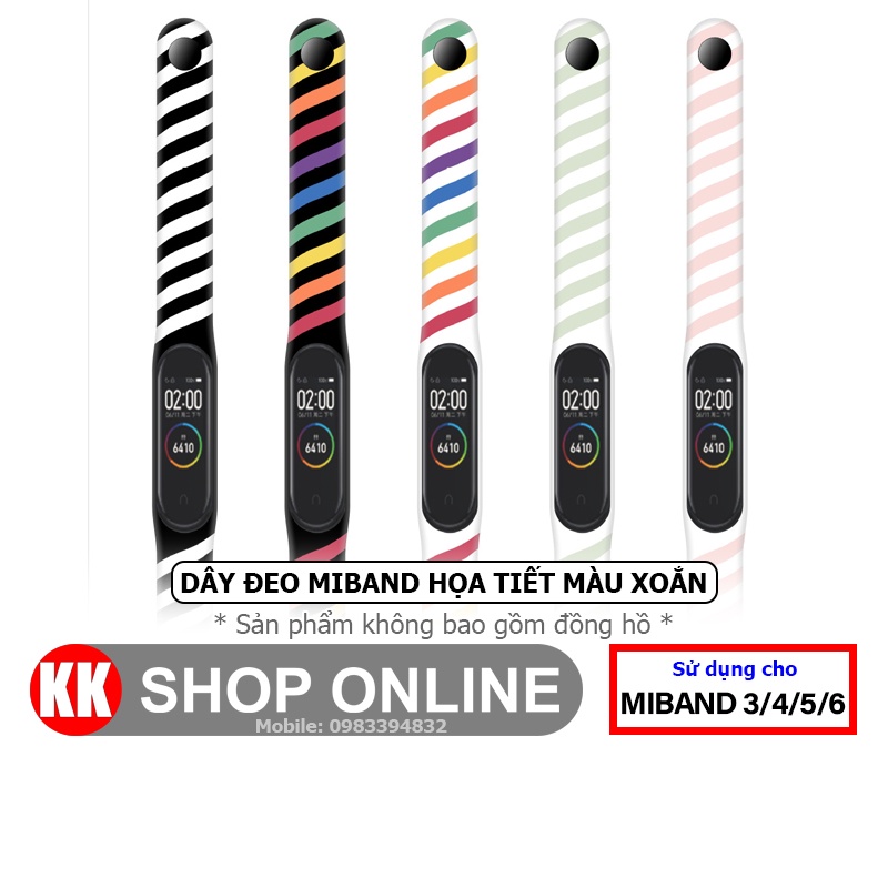 Dây đeo miband họa tiết màu xoắn cho Xiaomi Miband 3 4 5 6