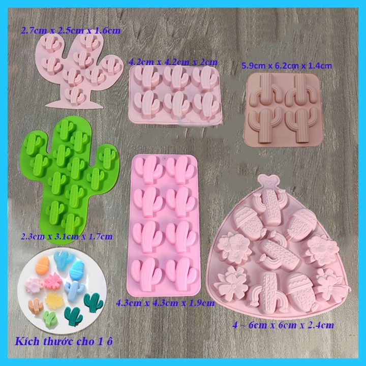 HCM - Khuôn silicon xương rồng đổ socola, làm rau câu pudding, nướng bánh bông lan BSI