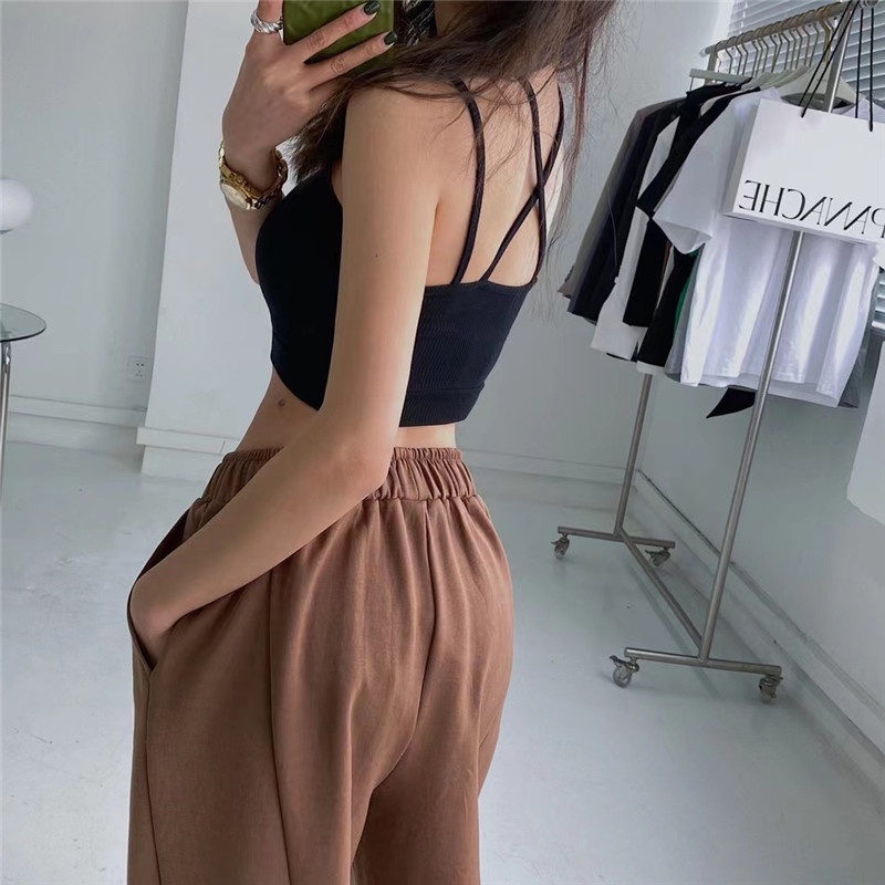 Cocory vn Áo Croptop Dệt Kim Không Tay Dáng Ôm Gợi Cảm Thời Trang Mùa Hè Cho Nữ