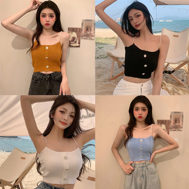 Áo croptop dệt kim thiết kế màu trơn sành điệu cho nữ