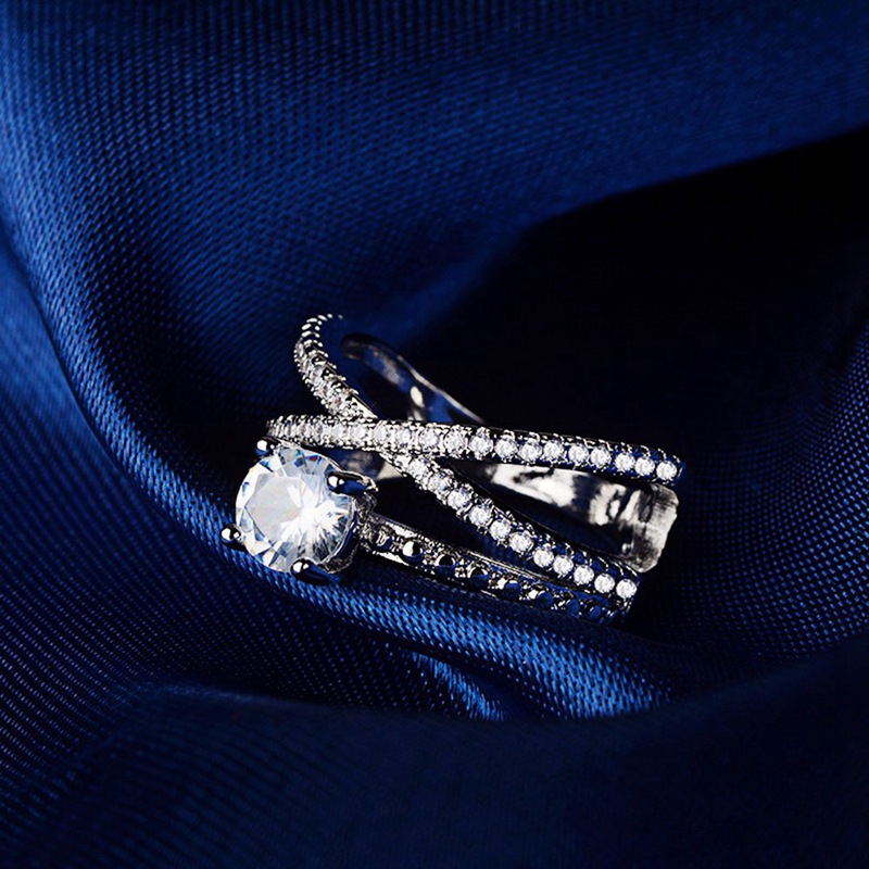 Exquisite Plated Cross Rings for Women Engagement Wedding Diamond Ring Wvt