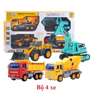 Bộ đồ chơi mô hình các loại xe xây dựng: máy xúc, xe tải, cần cẩu...