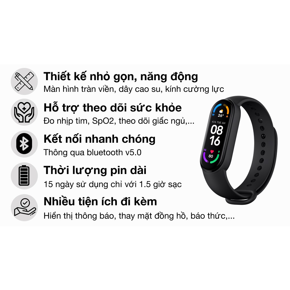 Vòng Đeo Tay Thông Minh Xiaomi Mi Band 6 - Theo Dõi Sức Khoẻ, SpO2, Nhịp tim, Chế Độ Phụ Nữ,... [CHÍNH HÃNG]