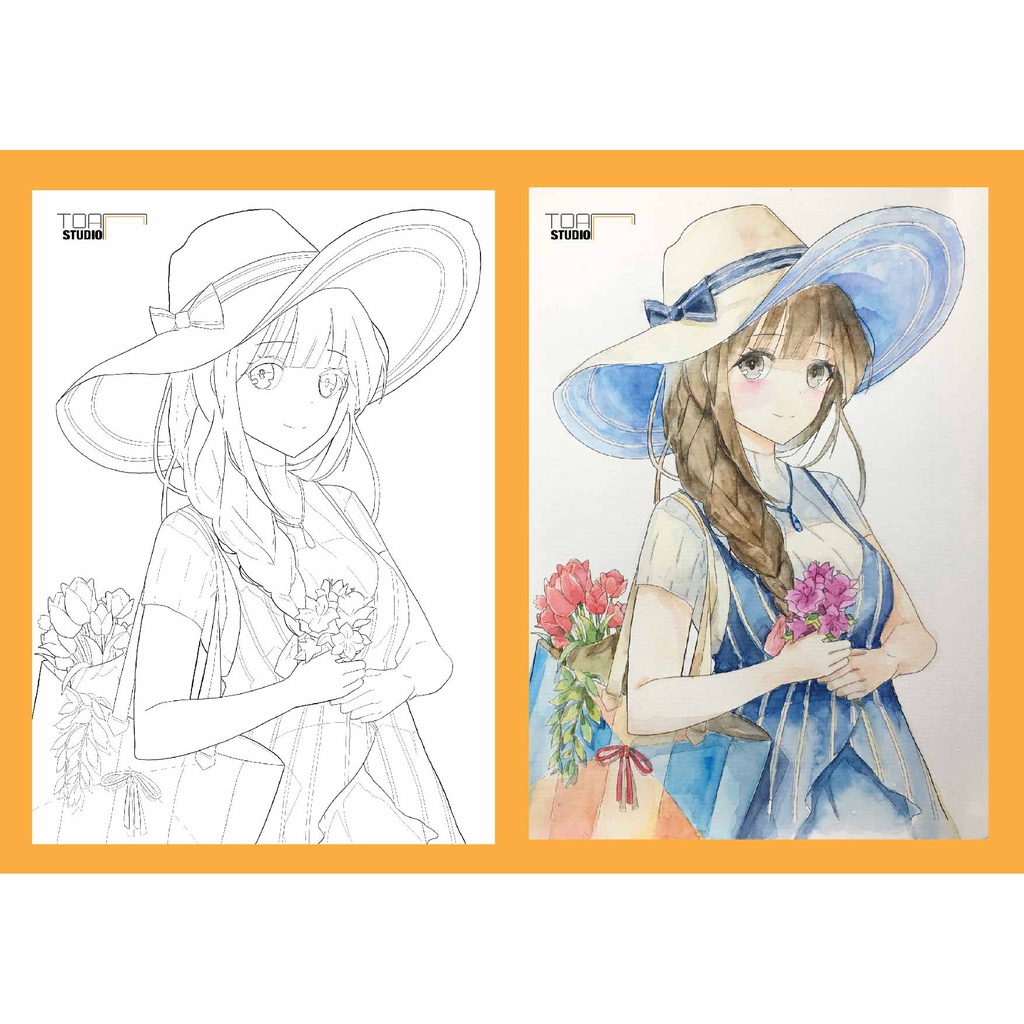Tranh tô màu"#10 Hoa Dành Cho Anh "- Coloring Anime (200gsm)