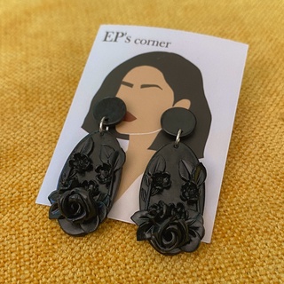 Khuyên tai đất sét nung Polymer Clay (Black Tone)