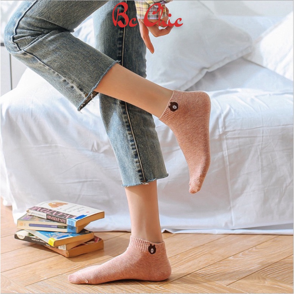 Tất Nữ , Set 10 đôi tất gấu cố ngắn đóng túi zip xịn xò mã PKT431 BC_CHIC LINGERIE