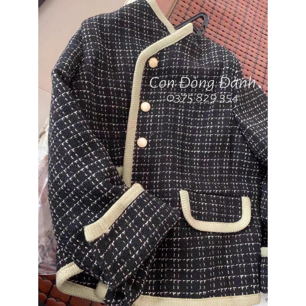 [ORDER] Áo khoác dạ tweed kẻ caro, 2 túi, viền áo nổi bật (có ảnh thật) AO039 SHOP ICC | BigBuy360 - bigbuy360.vn