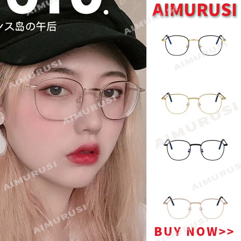 Mắt Kính Gọng Kim Loại Tròn Chống Tia Sáng Xanh Thời Trang Hàn Quốc Cho Nữ