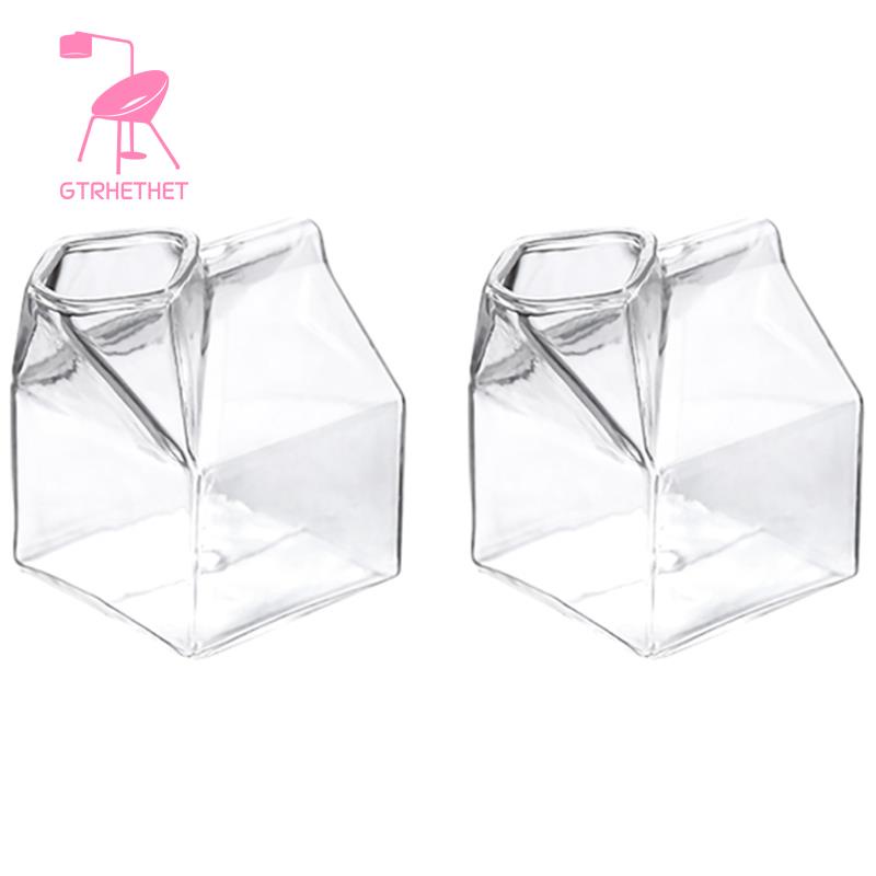 Set 2 Ly Thủy Tinh Uống Cà Phê / Sữa / Nước Ép Sáng Tạo Dùng Làm Quà Tặng