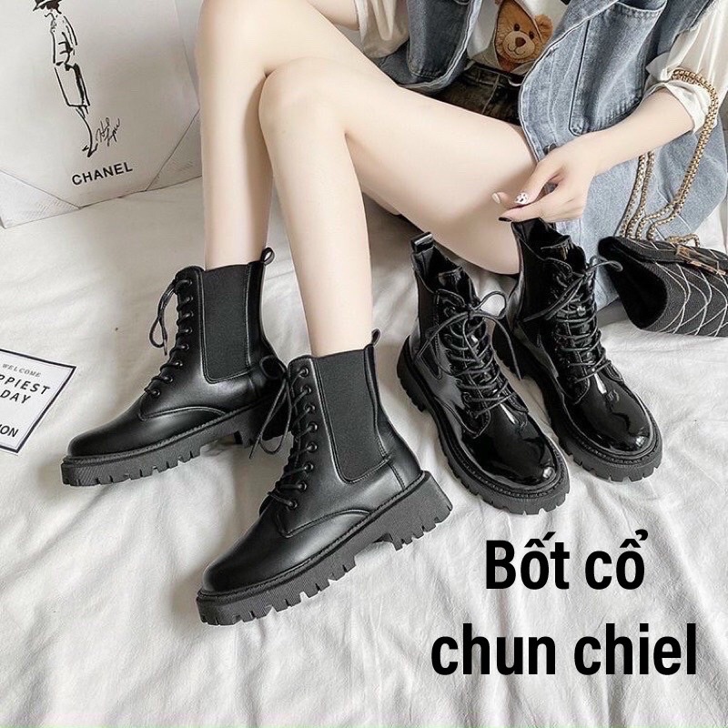Giày bốt nữ cổ lửng phong cách Hàn Quốc - boots nữ đế cao 2 màu da | BigBuy360 - bigbuy360.vn