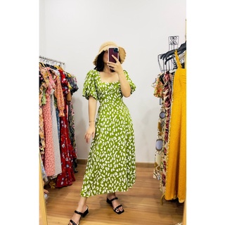 ĐẦM MAXI CỔ VUÔNG TAY BÍ