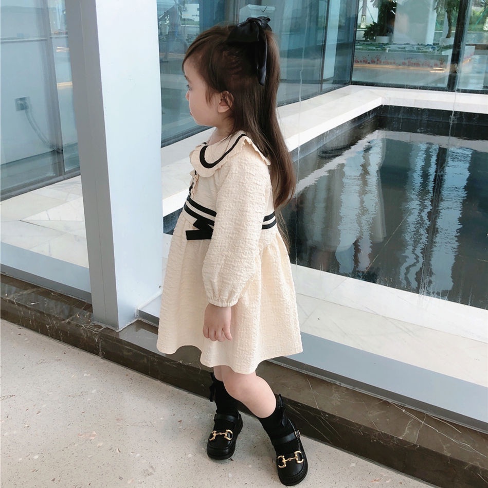 Đầm Công Chúa Tay Dài Đính Nơ Thời Trang Mùa Thu Cho Bé Gái