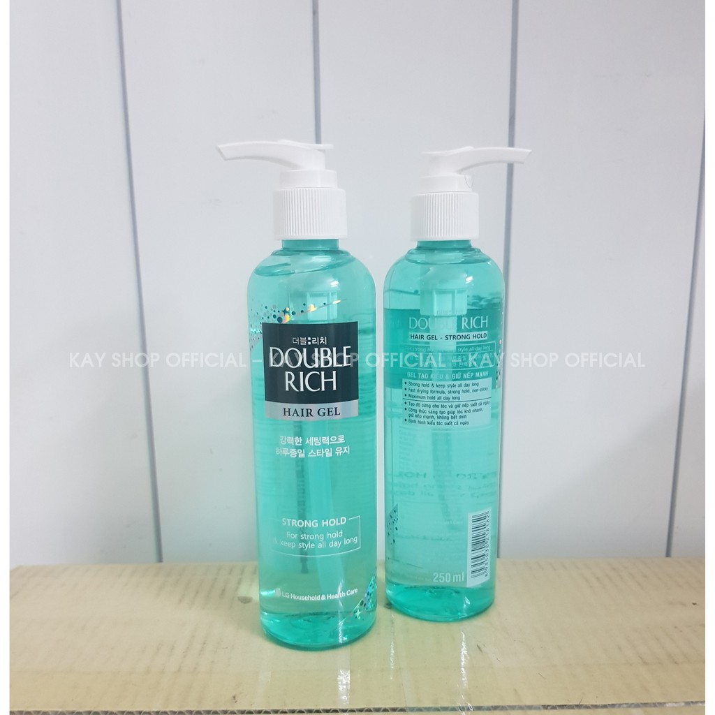 Gel tạo kiểu và giữ nếp tóc mạnh DOUBLE RICH hair gel loại Strong Hold and Solf Hold 250ml GELDBRHG