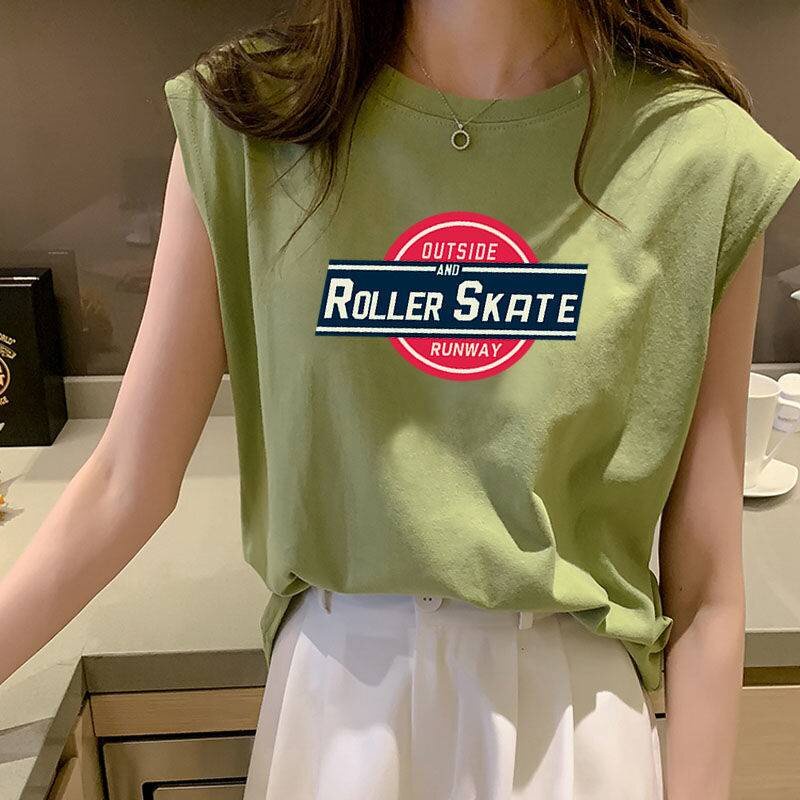 Áo Thun Sát Nách Dáng Rộng In Họa Tiết Đơn Giản Thời Trang Mùa Hè Cho Nữ