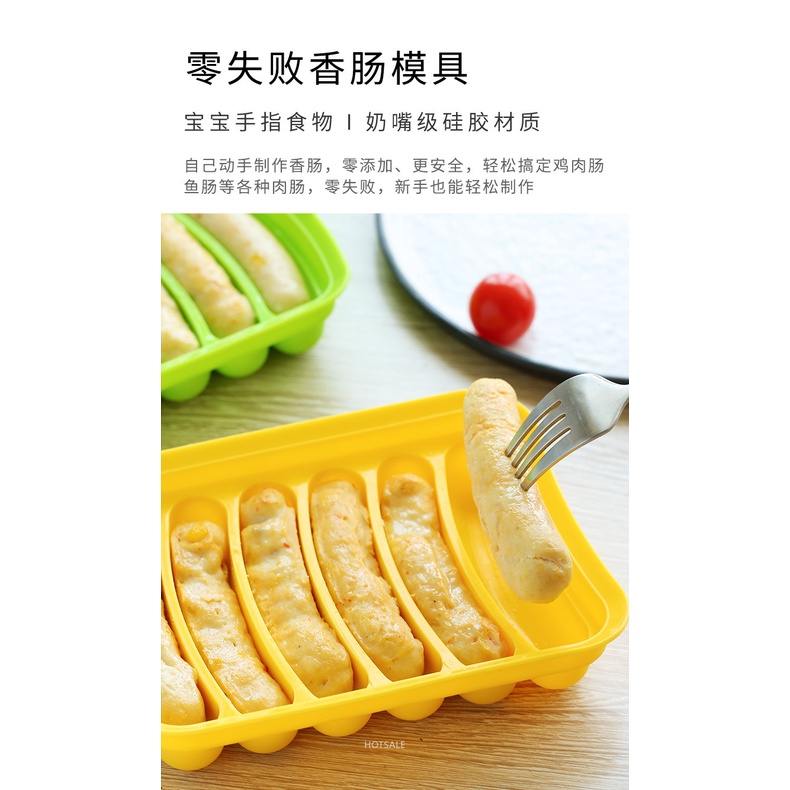 Khuôn silicone làm xúc xích 6 ngăn tiện lợi cho nhà bếp