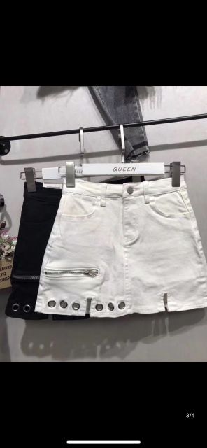 Chân váy kaki đục lỗ cá tính may kèm quần bên trong rất đẹp