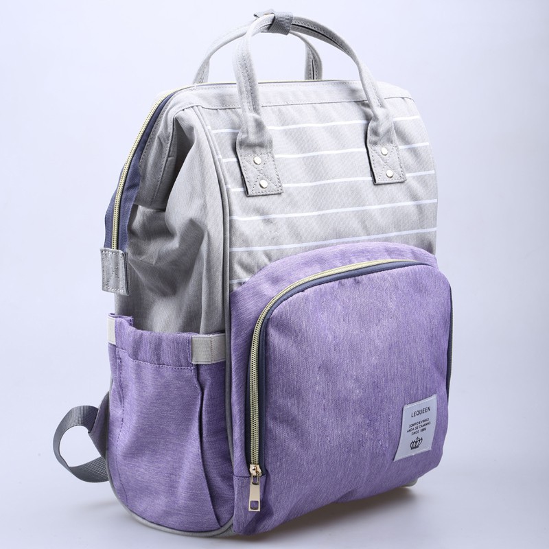 Ba lô sọc ngăn rộng đa năng cho mẹ và bé