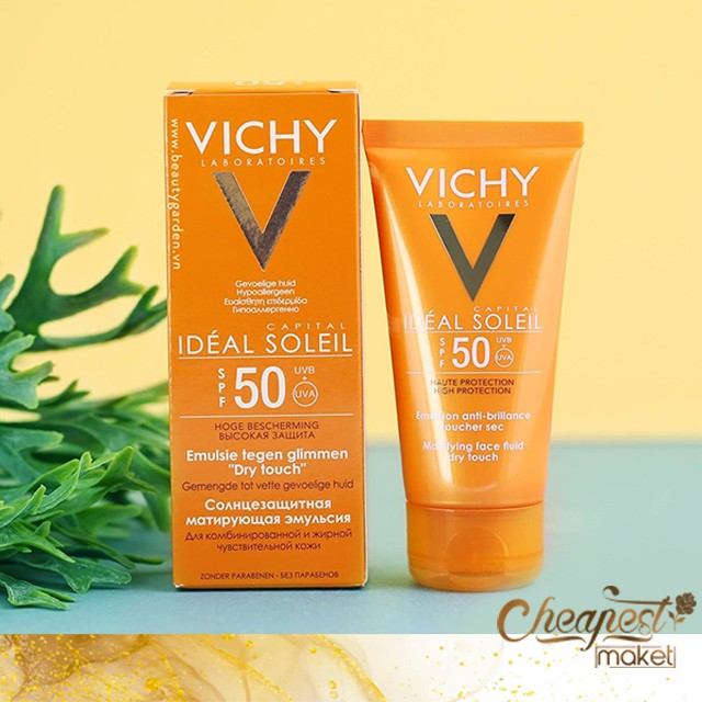 Kem Chống Nắng Vichy Ideal Soleil Mattifying Dry Touch Face Fluid SPF 50 Dành Cho Da Hỗn Hợp, Da Dầu 50ml