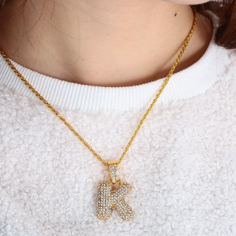 Vòng cổ Mặt Chữ Cái Từ A-Z Phong Cách Hip Hop