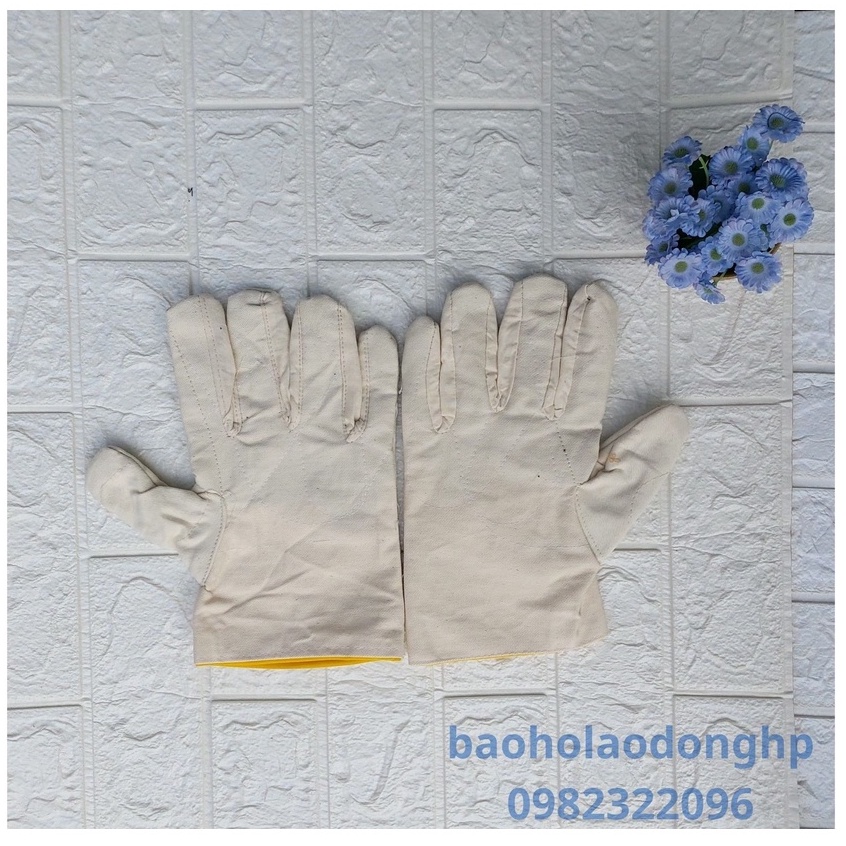 Găng Tay Bảo Hộ Lao Động Vải Bạt Trắng Dày Vải Cotton Có Độ Bền Cao