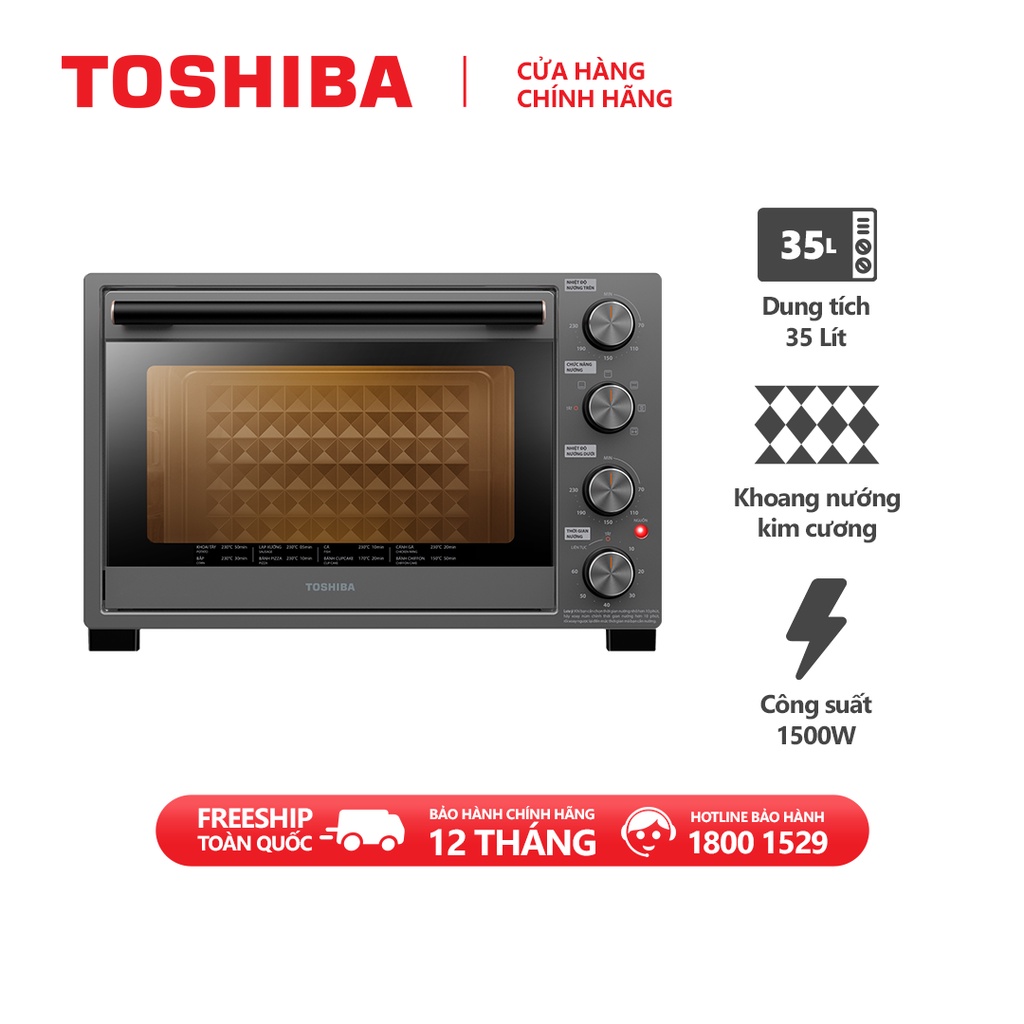 Lò nướng Toshiba TL-MC35Z - Dung tích 35L - Công suất 1500W. Hàng chính hãng, bảo hành 12 tháng, chất lượng Nhật Bản