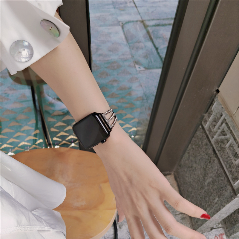 Dây Đeo Kim Loại Đính Đá Cho Đồng Hồ Thông Minh Apple Watch