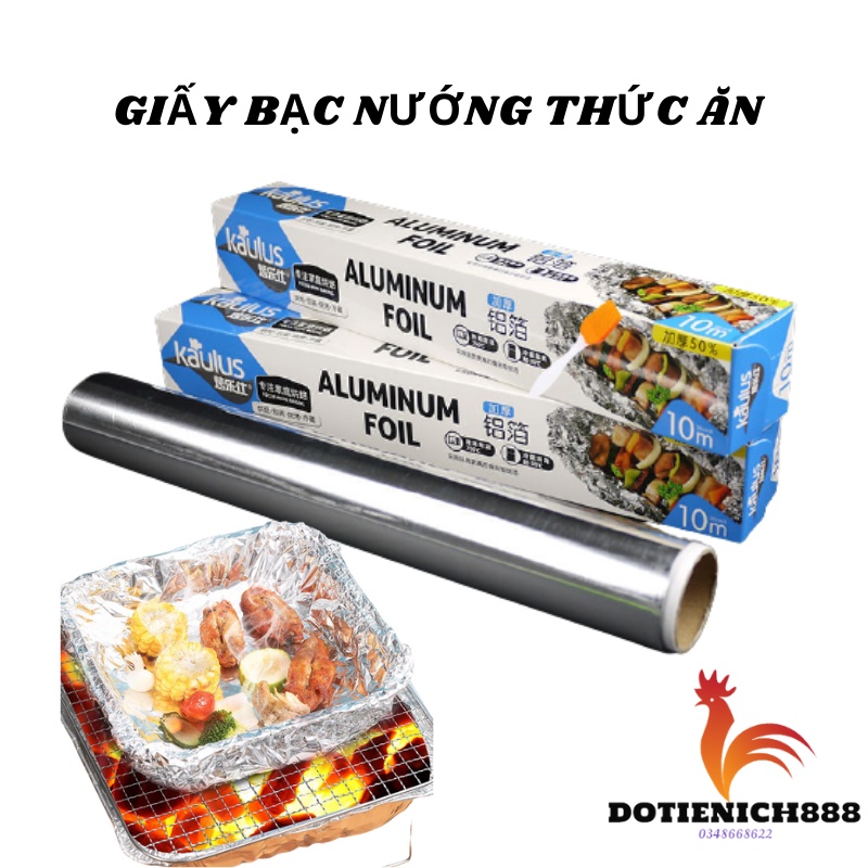 Giấy bạc nướng thực phẩm lót nồi chiên không dầu, cuộn màng nhôm bọc thức ăn khổ 30cm dài 10 mét